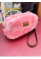 Pembe Teddy Peluş Makyaj Ve Gözlük Çantası