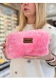 Pembe Teddy Peluş Makyaj Ve Gözlük Çantası