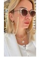Yuvarlak İnci Ve Gold  Gözlük Zinciri