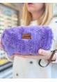 Mor Teddy Peluş Makyaj Ve Gözlük Çantası